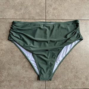 Sage Green High Waisted Ruched Bikini Bottom 2XL NWOT